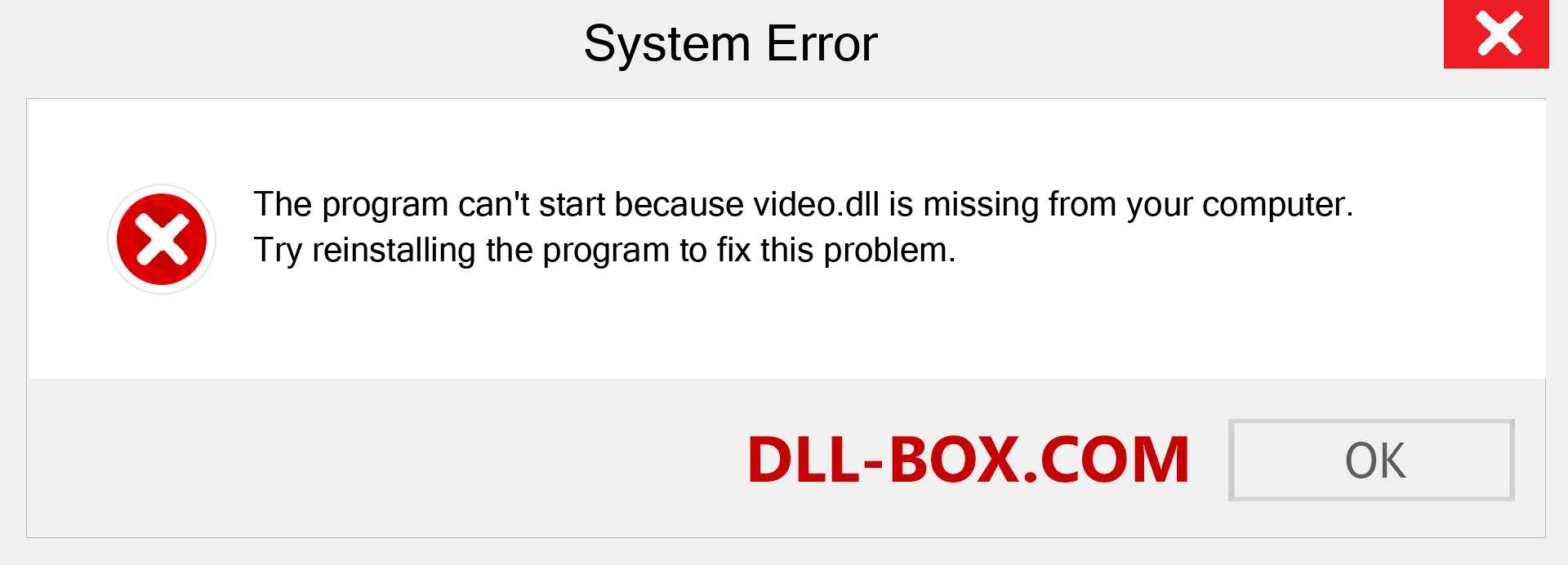 video.dll file is missing?. Download for Windows 7, 8, 10 - Fix  video dll Missing Error on Windows, photos, images